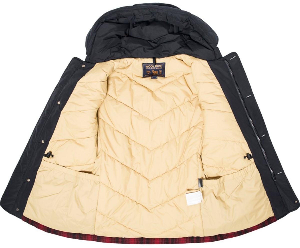 Woolrich Stag Wool Parka Jas Heren Zwart/Rood Maat L