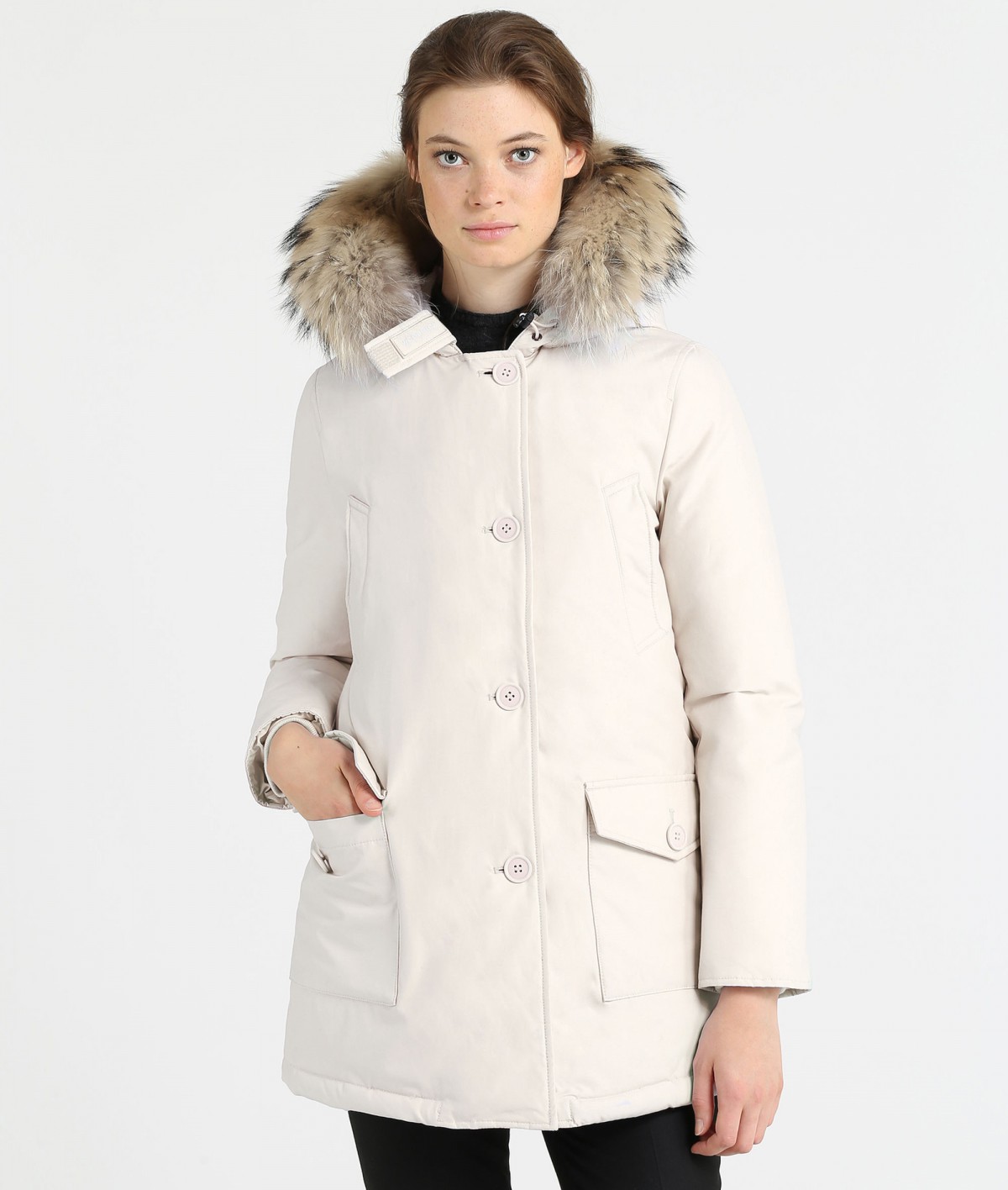 De layout taal Gemarkeerd Woolrich Arctic Parka Dames Wit/Roze - Maat S | SoftshellWebshop.nl