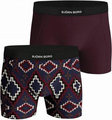 Björn Borg - Heren - 2 Pack Boxershorts - Rood - Witprint