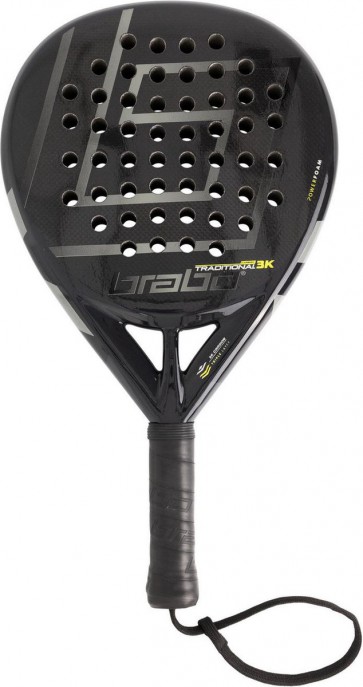 Brabo Traditional 3K Teardrop - Zwart met Geel - Padel - Padel - Rackets 