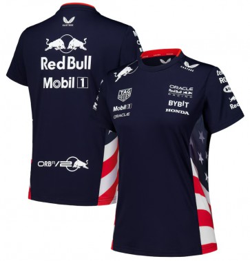 Red Bull Racing - Max Verstappen - USA Replica Team T-Shirt - Blauw - Dames