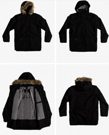 Quicksilver - Tottori - Winter Parka Jas - Jongens - Black Out - Maat M/12