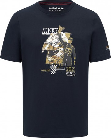 Red Bull Racing - Max Verstappen - Tribute Kampioen - T-shirt - Heren - Blauw