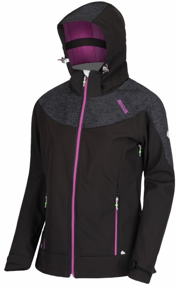 Regatta Desoto IV  Softshell Winter Jas Dames -  Zwart met Paars