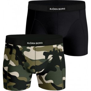 Björn Borg - Heren - 2 Pack Boxershorts - Zwart - Camouflage groen 