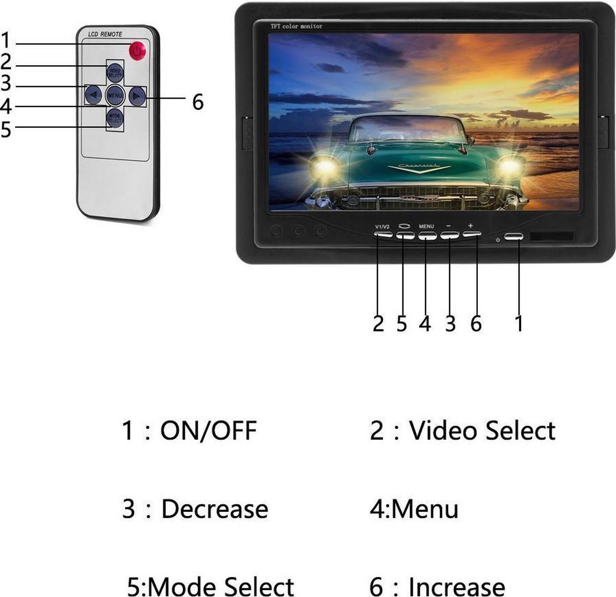 Achteruitrijcamera voor auto, set met lcd-monitor, 5 inch, IR- achteruitrijcamera, nachtzicht, waterdicht, IP68, beeld, flip parkeerhulp, voor camper, vrachtwagen, camper, aanhangers, landbouw