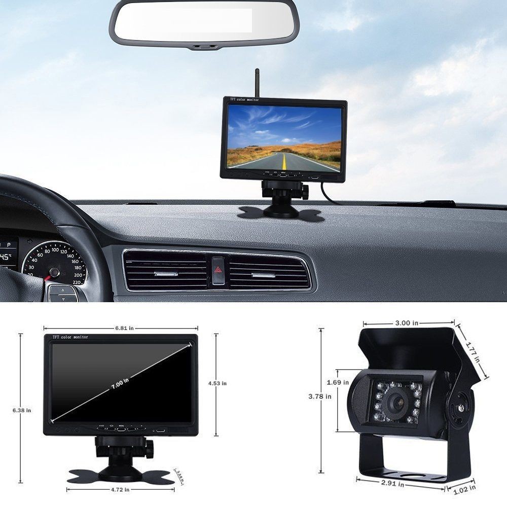 ProRide Draadloze Achteruitrijcamera - 7 Inch LCD Scherm - 12-24V