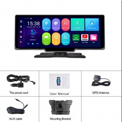 BrandWay - Multimedia Systeem - 1080p Camera - Draadloze Carplay - Bluetooth - Draadloze Android - Touch screen - GPS - HD - App Store - 32 GB - Dashboard Ready 
