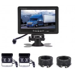 BrandWay Bedrade Achteruitrijcamera set met 2 Camera's en 7 inch scherm - Auto / Camper / Caravan / Vrachtwagen / Landbouw