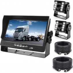 BrandWay Bedrade Achteruitrijcamera set met 2 Camera's en 7 inch scherm - Auto / Camper / Caravan / Vrachtwagen / Landbouw