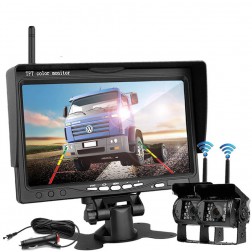 BrandWay Draadloze Achteruitrijcamera set met 7 inch scherm en 2 Draadloze Camera's - Auto / Camper / Caravan / Vrachtwagen / Landbouw Machines