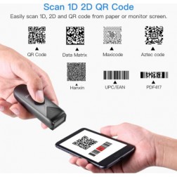 BrandWay Draadloze Mini Barcode Scanner - EAN en QR codes - Bluetooth, 2.4G draadloos en USB verbinding