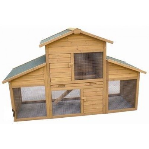 Konijnenhok Lisa - Villa Flappie - 170 x 75 x 110 cm - Bruin