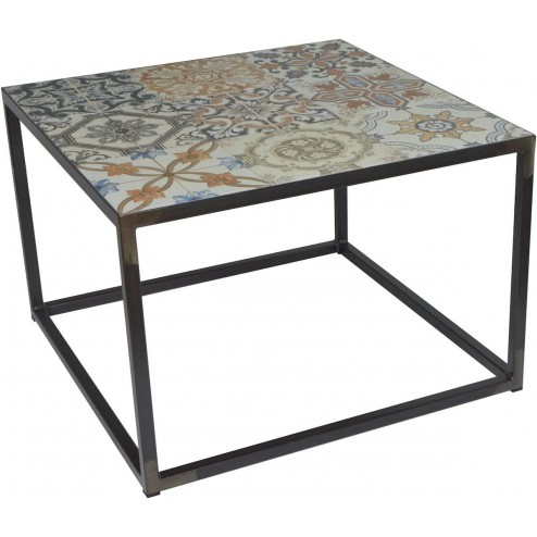 Spinder Design Ibiza - Salontafel - Blacksmith/Tegels - 60 x 60 x 40 cm