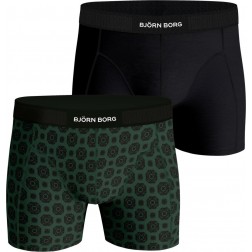 Björn Borg - Heren - 2 Pack Boxershorts - Zwart - Groenprint